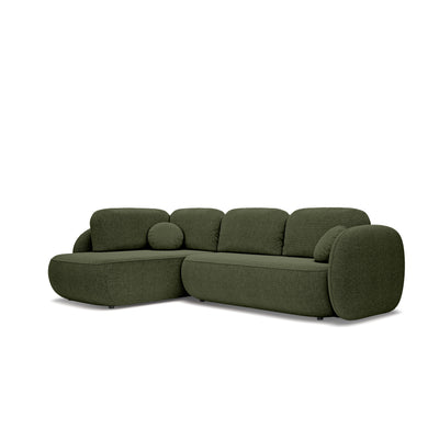 Hjørnesofa med sovefunktion, 123 x 250, i stilretningen »organic modern« | OLEMO Venstrevendt Takgrøn (ARAGON 39)
