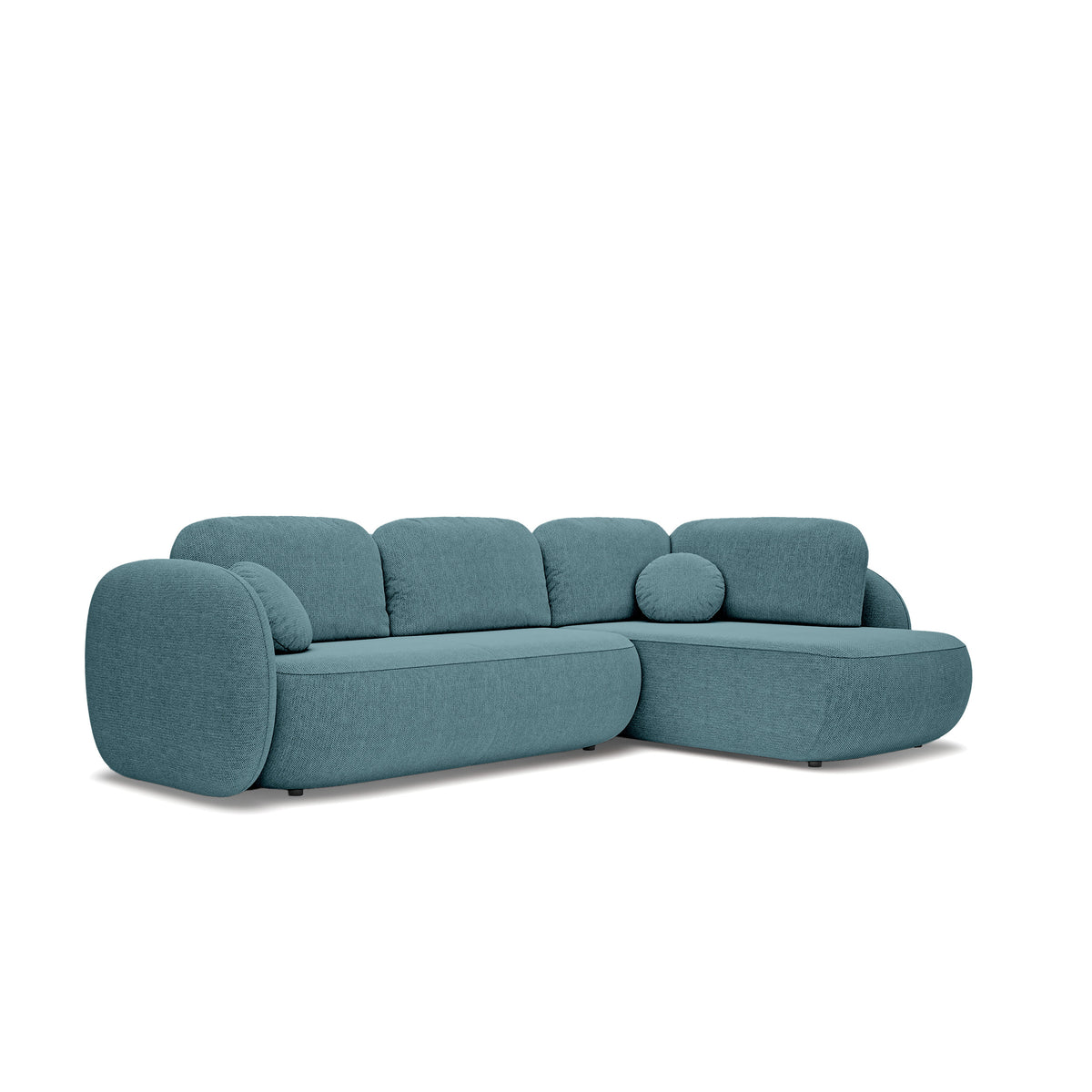 Hjørnesofa med sovefunktion, 123 x 250, i stilretningen »organic modern« | OLEMO Højrevendt Oceanstål (ARAGON 75)