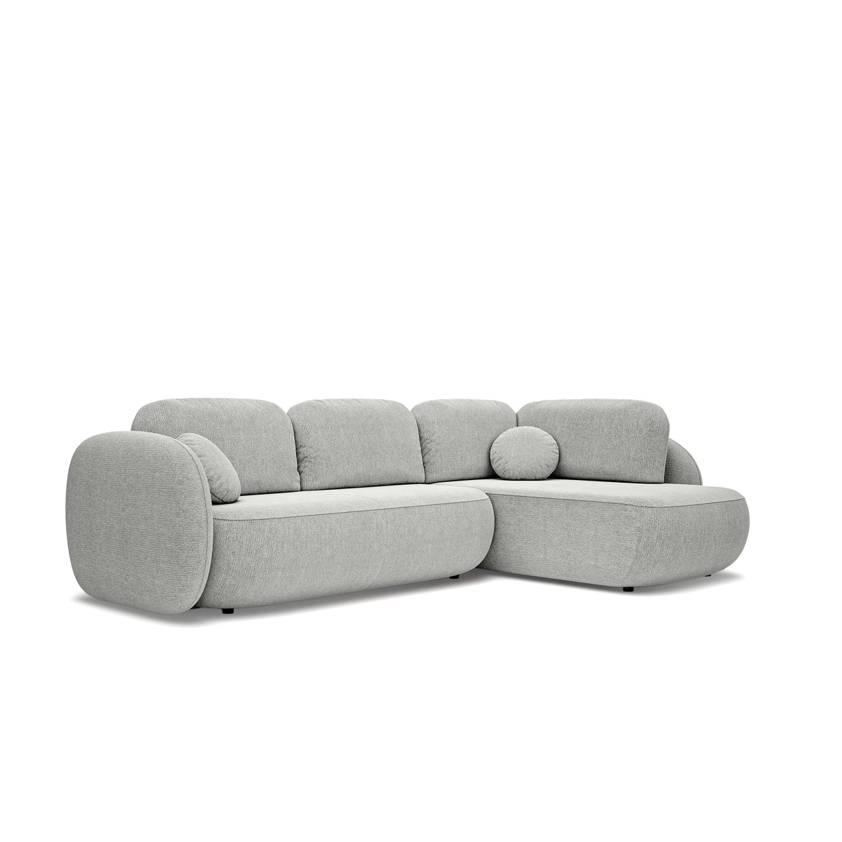 Hjørnesofa med sovefunktion, 123 x 250, i stilretningen »organic modern« | OLEMO Højrevendt Kølig Taupe (ARAGON 80)