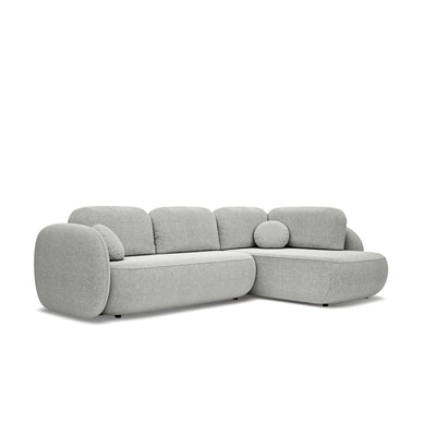 Hjørnesofa med sovefunktion, 123 x 250, i stilretningen »organic modern« | OLEMO Højrevendt Kølig Taupe (ARAGON 80)