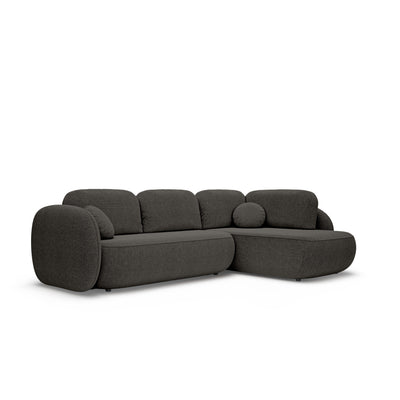 Hjørnesofa med sovefunktion, 123 x 250, i stilretningen »organic modern« | OLEMO Højrevendt Basaltbrun (ARAGON 97)