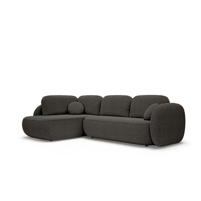 Hjørnesofa med sovefunktion, 123 x 250, i stilretningen »organic modern« | OLEMO Venstrevendt Basaltbrun (ARAGON 97)