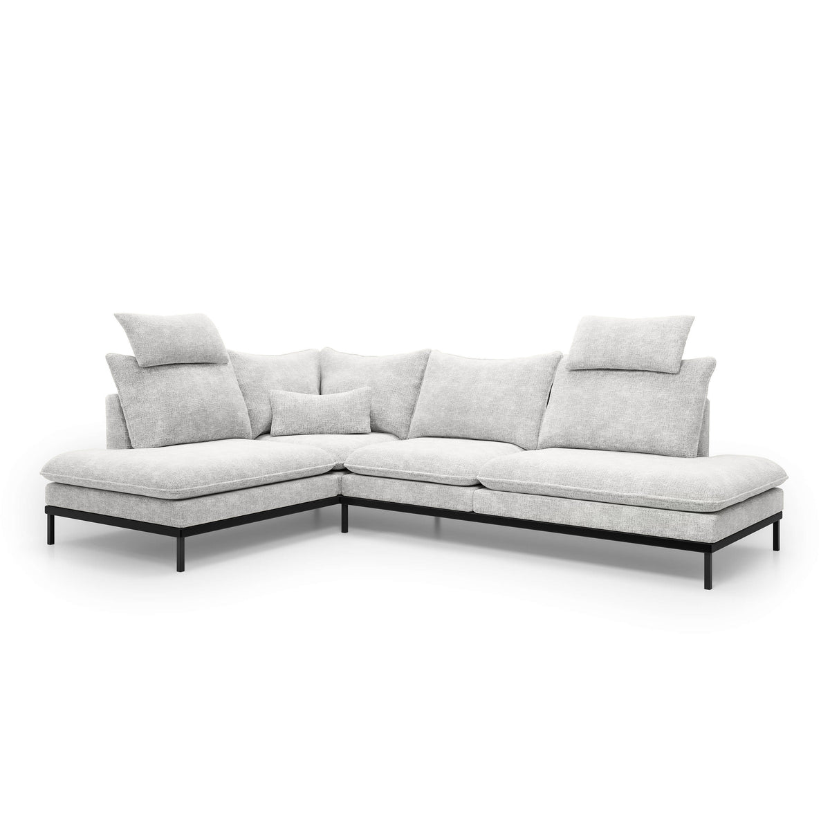 Premium hjørnesofa til 4 personer 293×198 cm i elegant stil | Leafy, venstrevendt, porcelænsgrå mat (CREMONA 01)