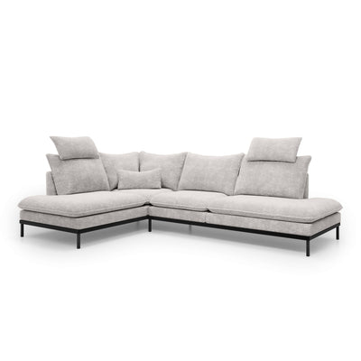 Premium hjørnesofa til 4 personer 293×198 cm i elegant stil | Leafy, venstrevendt, hør, askefarvet (CREMONA 02)