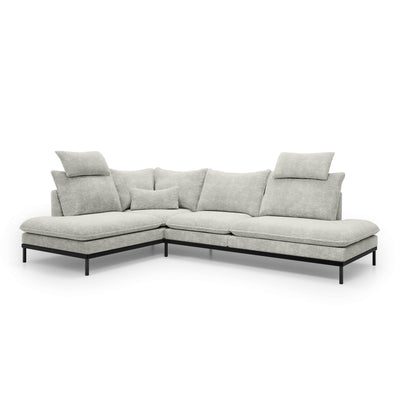 Premium hjørnesofa til 4 personer 293×198 cm i elegant stil | Leafy, venstrevendt, grå flamme (CREMONA 04)