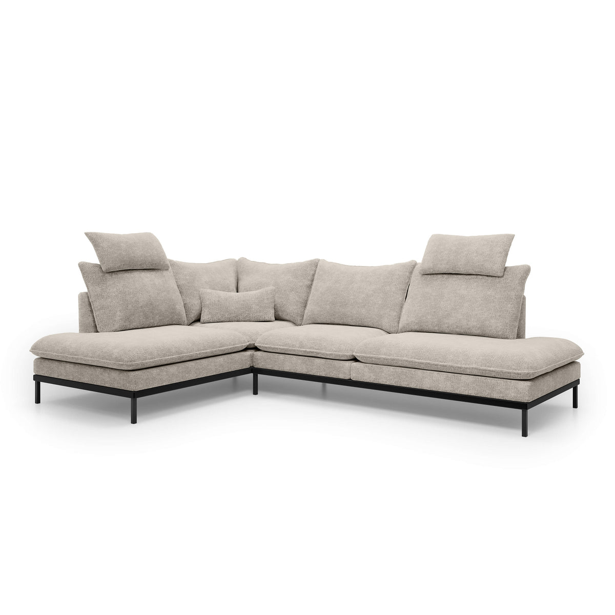 Premium hjørnesofa til 4 personer 293×198 cm i elegant stil | Leafy, venstrevendt, cremefarvet sten (CREMONA 14)