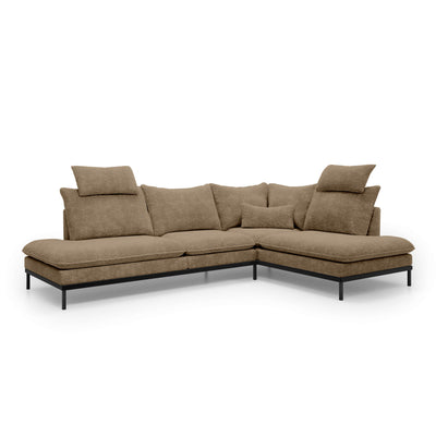 Narożnik Premium 4-osobowy 293×198 cm w stylu eleganckim | Leafy Prawostronna Orzechowy Mat (CREMONA 18)