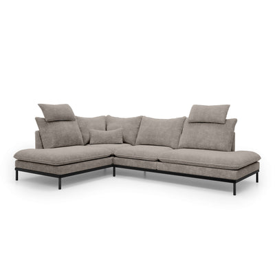 Premium hjørnesofa til 4 personer 293×198 cm i elegant stil | Leafy, venstrevendt, dæmpet sepia (CREMONA 24)