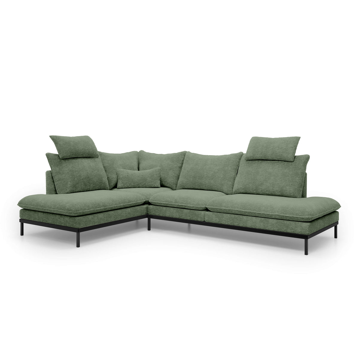 Premium hjørnesofa til 4 personer 293×198 cm i elegant stil | Leafy, venstrevendt, urtegrå (CREMONA 34)