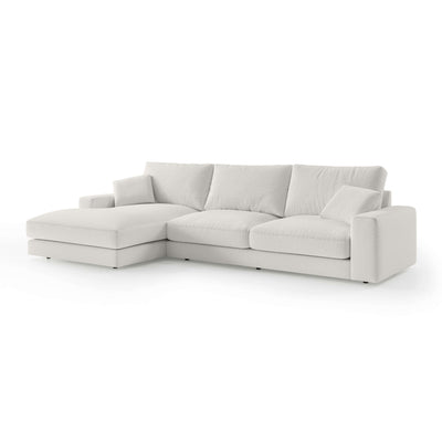Premium-hjørnesofa til 4–5 personer i minimalistisk stil | Harvesty, venstrevendt, porcelæns hvid (ARAGON 01)