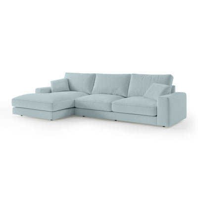 Premium-hjørnesofa til 4–5 personer i minimalistisk stil | Harvesty, venstrevendt, isblå (ARAGON 70)