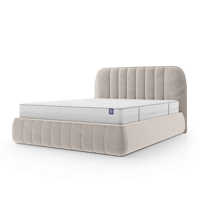 Łóżko tapicerowane z pojemnikiem w stylu soft minimalism | Carla 200 Lniana Biel (FRESH 02)