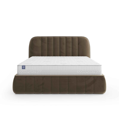 Carla-polsterseng med opbevaringsrum i soft minimalism-stil – set forfra