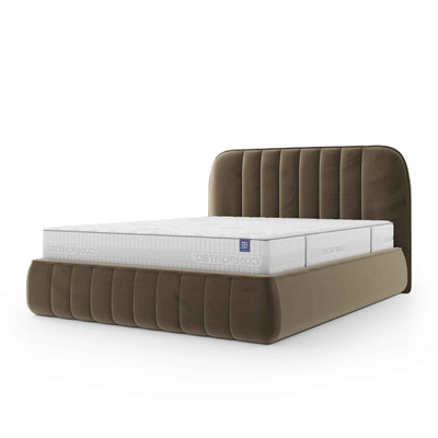 Carla-polsterseng i størrelserne 140x200, 160x200 og 180x200 med opbevaringsrum i soft minimalism-stil – hovedbillede