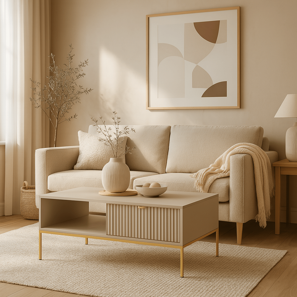 Roza-sofabord til stuen, 104x46, med skuffe i moderne stil – i indretningen