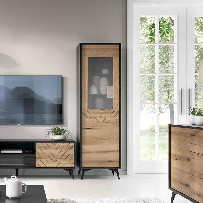 Nirwana-vitrineskab med glasfronter, 54 x 178 cm, i moderne stil – billede 2