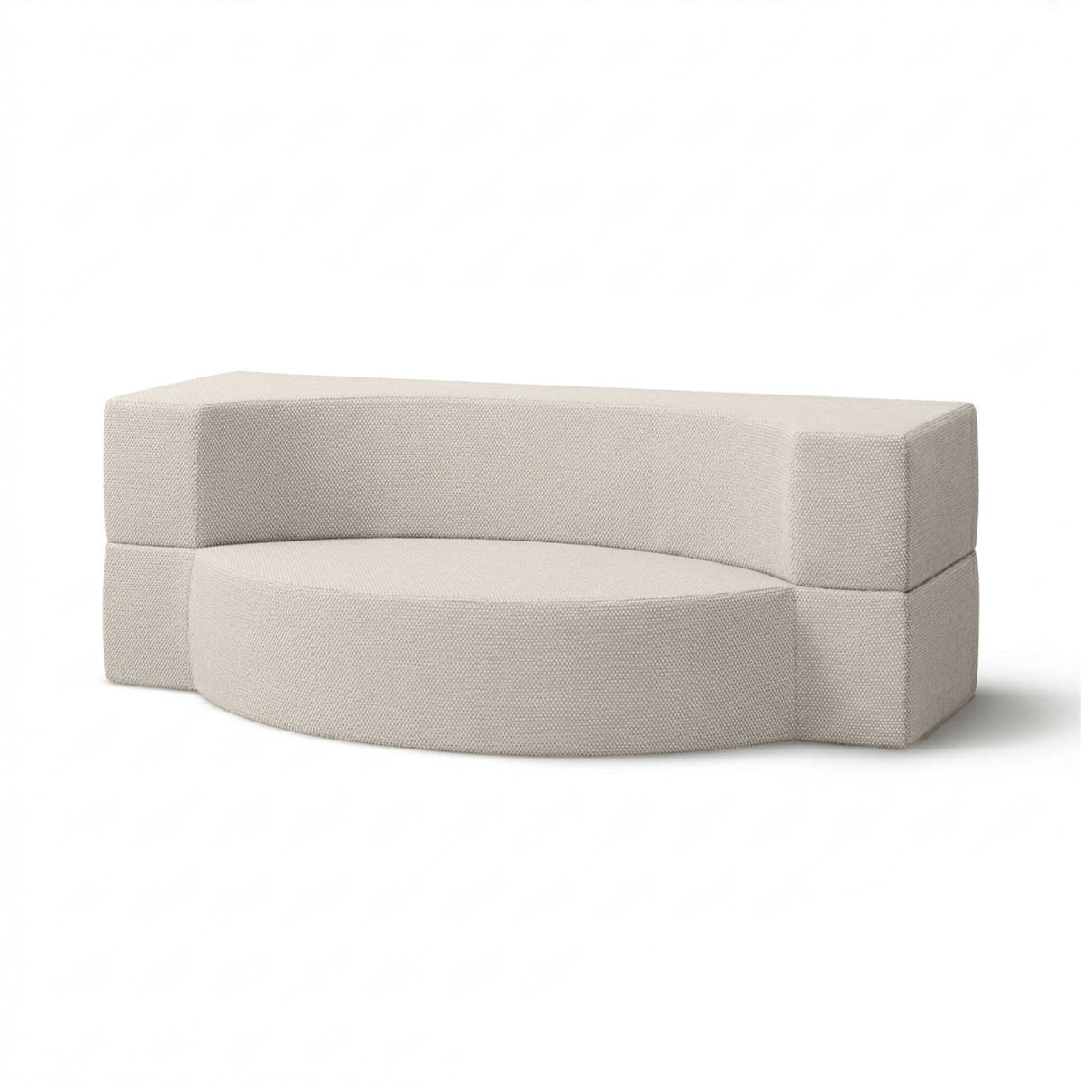 Havesofa i skum, 200x100x70 cm, i japandi-stil, med Harris-udendørsstof | Lunaria Hørhvid (HARRIS 7521)