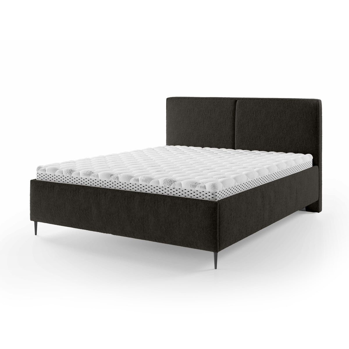 Łóżko tapicerowane z pojemnikiem w stylu minimalistycznym | Hatti 160 200 Ciemny Antracyt (PERFECT HARMONY 99)