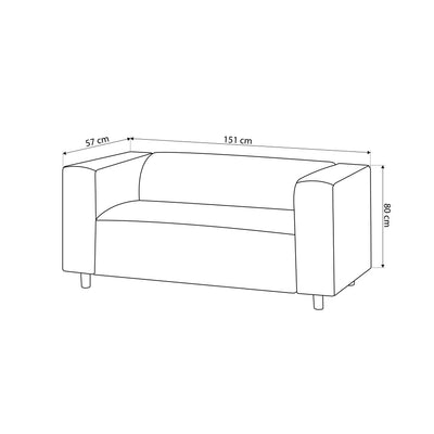July 2-personers sofa 151 cm – tegning med mål