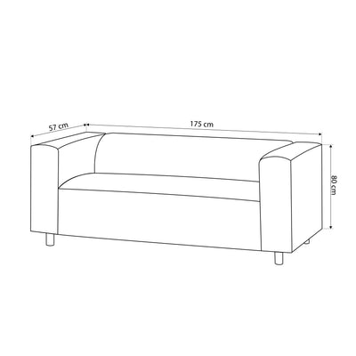 July 3-personers sofa 175 cm – tegning med mål