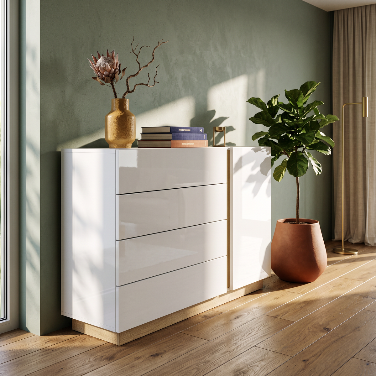 Armelia-kommode 138x91 i minimalistisk stil – i indretningen