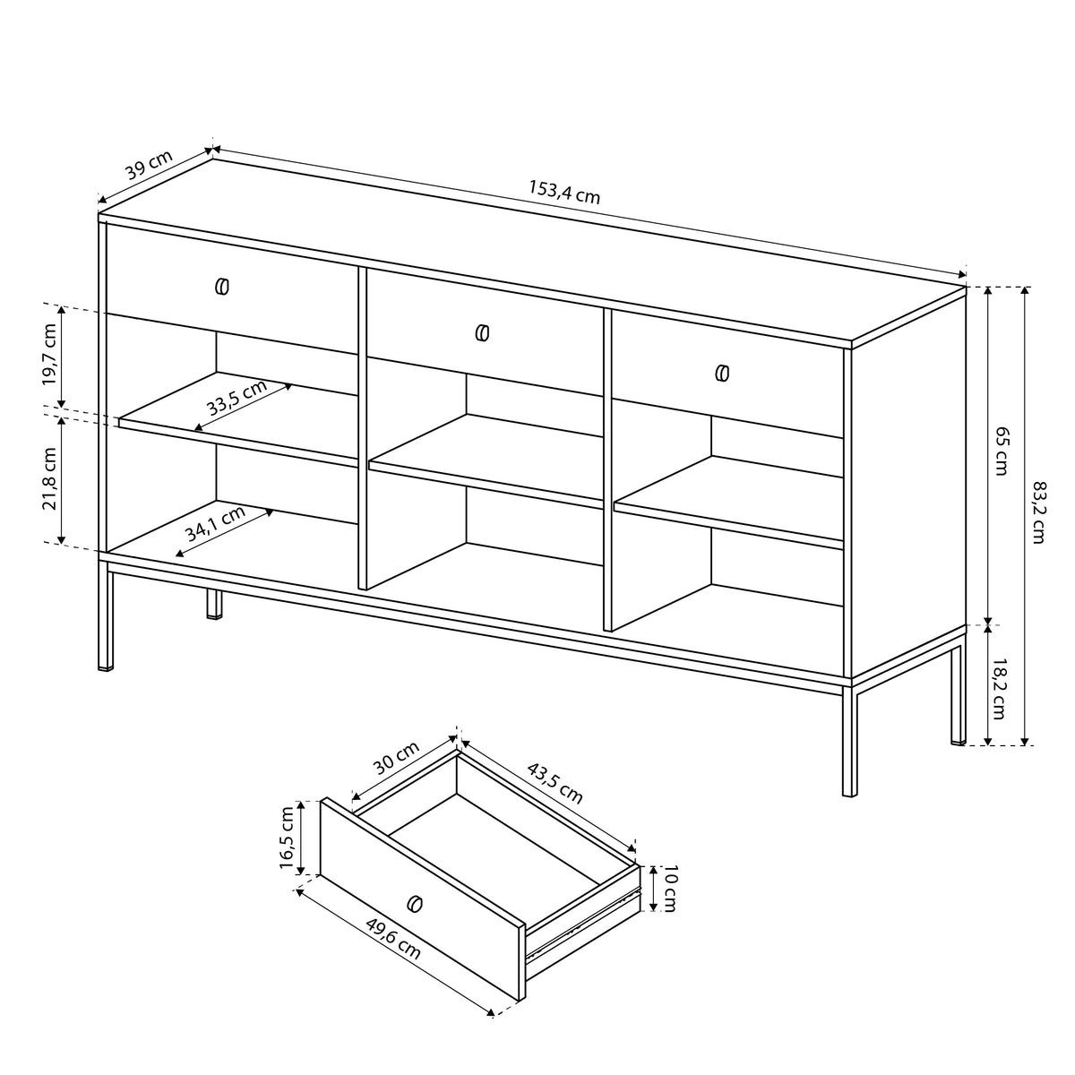 Kviat-kommode 154x84 i vintage-stil – billede 14