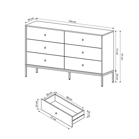 Kviat-kommode 154x89 i vintage-stil – billede 14