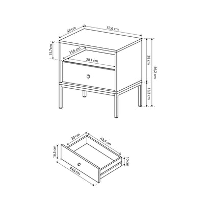 Kviat-natbord med skuffe, 54 x 57 cm, i modern classic-stil – billede 8