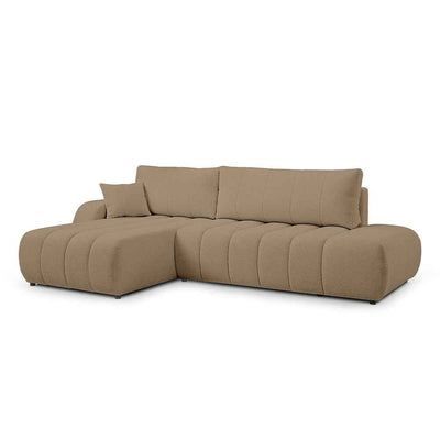Hjørnesofa med sovefunktion, 276 cm, i moderne stil | BALOA, venstrevendt, Karamelkorn (LAMBI 10)