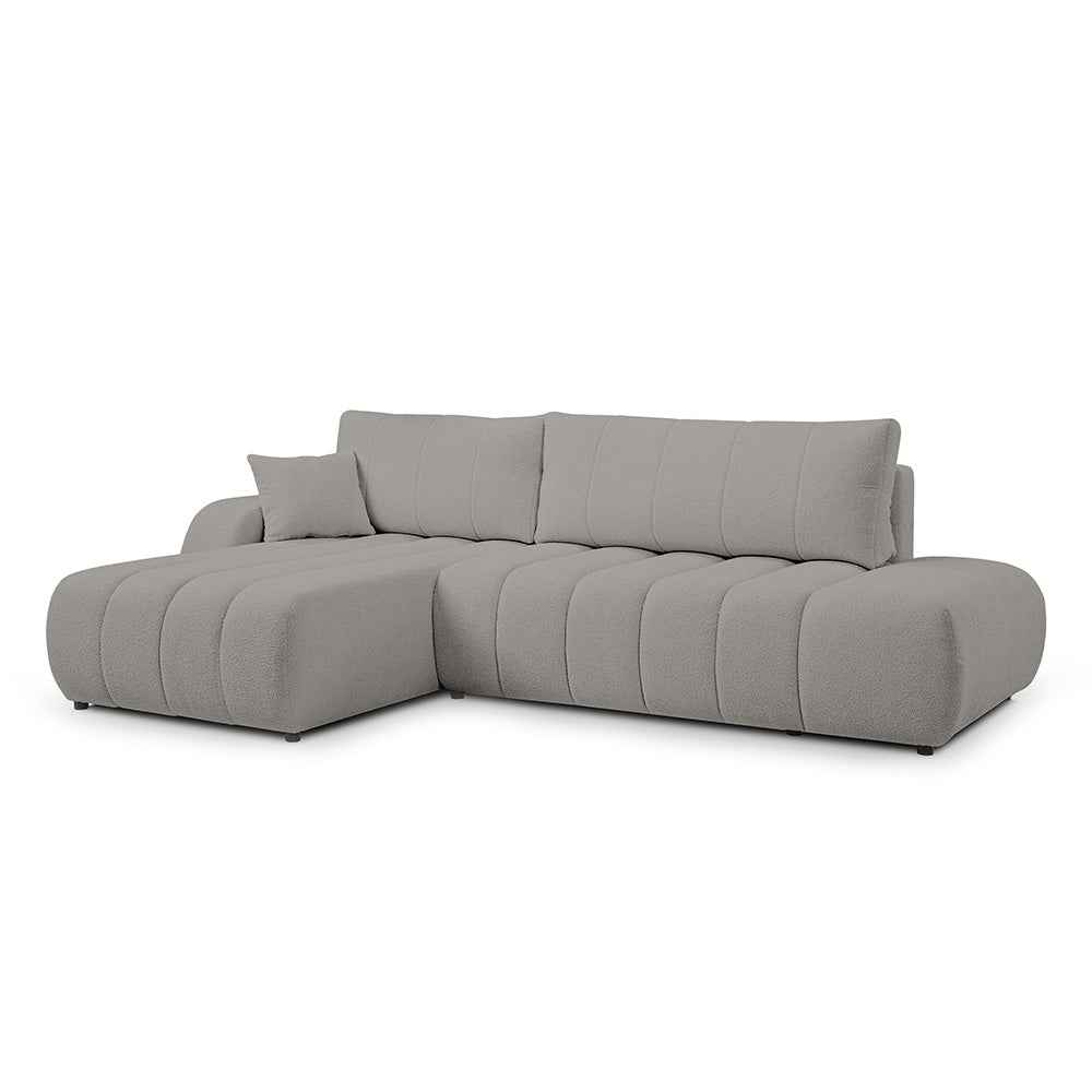 Hjørnesofa med sovefunktion, 276 cm, i moderne stil | BALOA, venstrevendt, Askeglød (LAMBI 11)