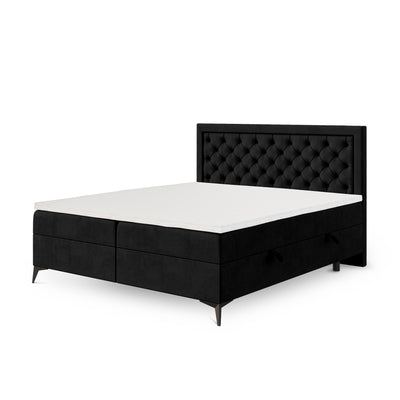 Łóżko kontynentalne Rosselia pikowane z dwoma pojemnikami w stylu glamour w tkaninie MAGIC VELVET – zdjęcie 29
