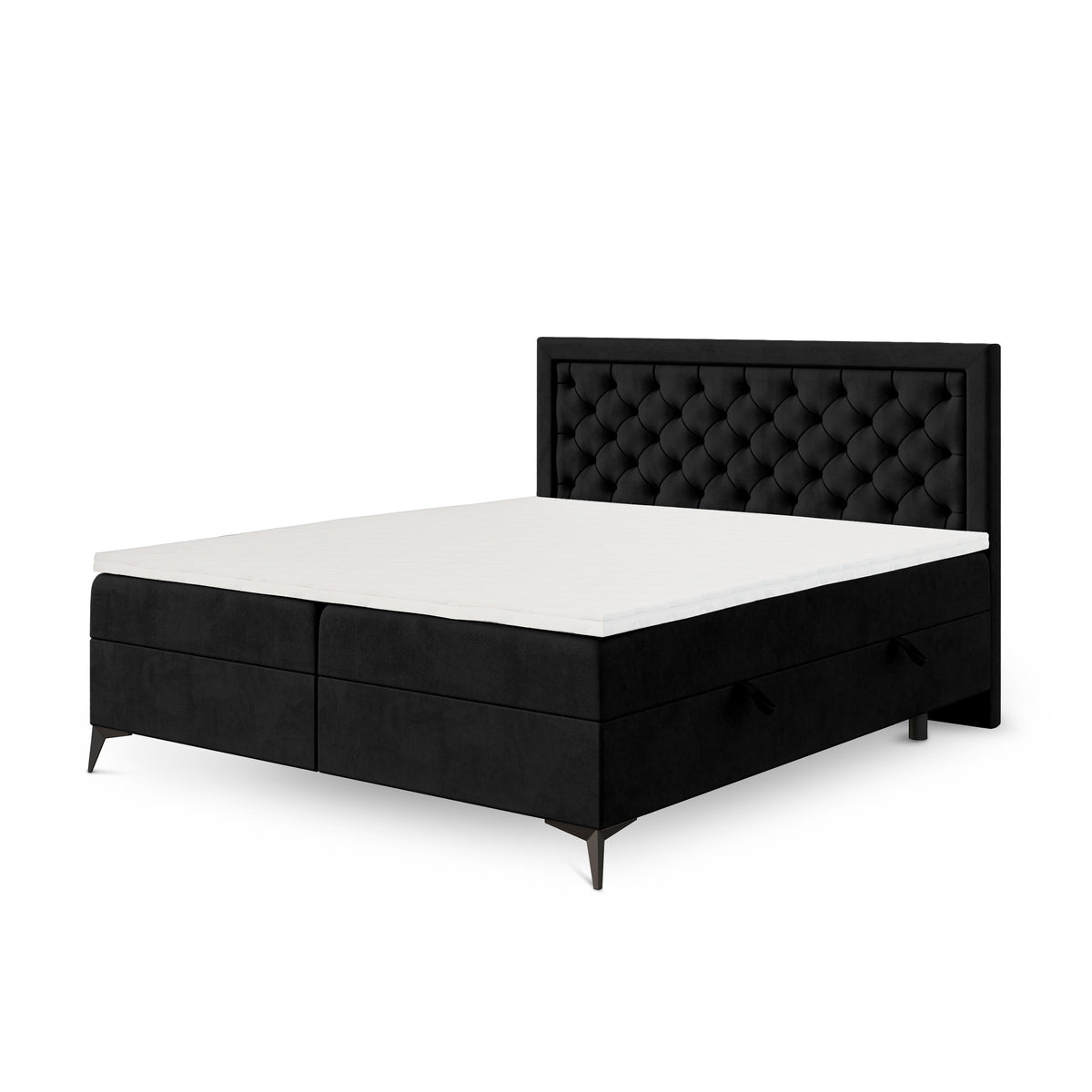 Łóżko kontynentalne pikowane z dwoma pojemnikami w stylu glamour | Rosselia 120x200 Aksamitna Czerń (MAGIC VELVET 2219)