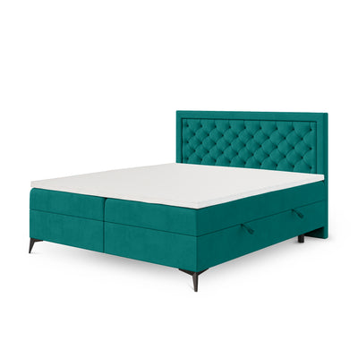 Łóżko kontynentalne Rosselia pikowane z dwoma pojemnikami w stylu glamour w tkaninie MAGIC VELVET – zdjęcie 9