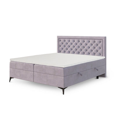 Rosselia-kontinentalseng i størrelserne 140x200, 160x200 og 180x200, quiltet med to opbevaringsrum i glamour-stil i MAGIC VELVET-stof – hovedbillede | Pillovely