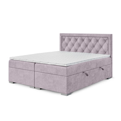 Santia-kontinentalseng i størrelserne 140x200, 160x200 og 180x200 med rombemønster og to opbevaringsrum i glamour-stil i MAGIC VELVET-stof – hovedbillede | Pillovely