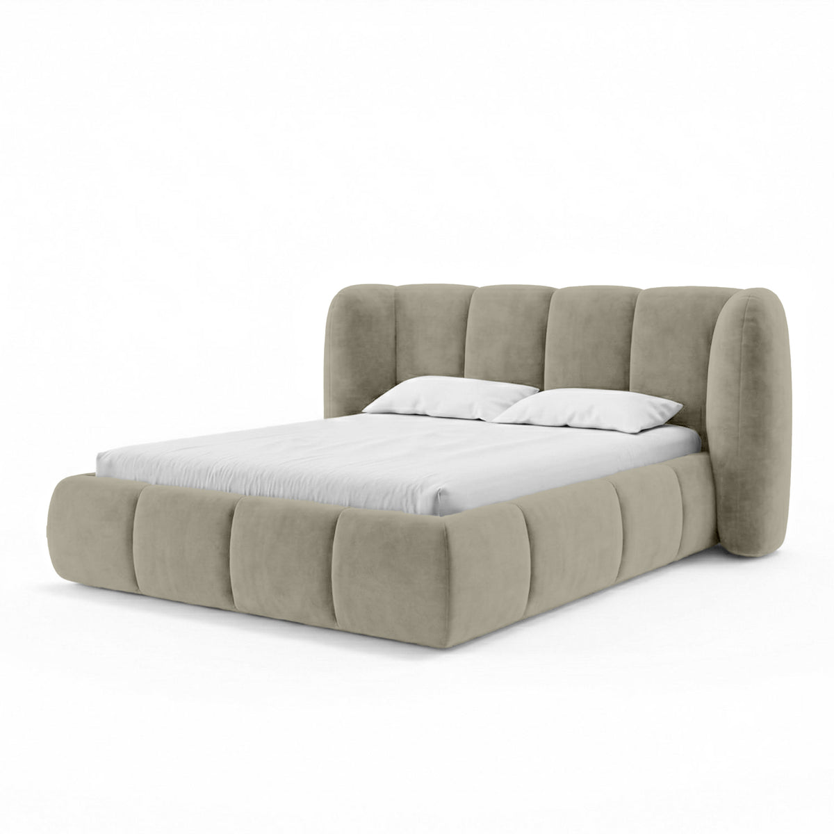 Łóżko tapicerowane Ventara pikowane z pojemnikiem w stylu soft modern w tkaninie MAGIC VELVET – zdjęcie 22