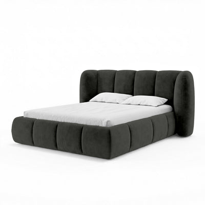 Łóżko tapicerowane Ventara pikowane z pojemnikiem w stylu soft modern w tkaninie MAGIC VELVET – zdjęcie 24
