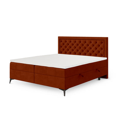 Łóżko kontynentalne pikowane z dwoma pojemnikami w stylu glamour | Rosselia 140x200 Miedziana Terra (MAGIC VELVET 2285)