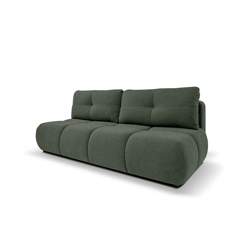 Sofa 3-osobowa z funkcją spania 142x200 w stylu miękkiego minimalizmu | Milorya Leśny Mrok (NOW OR NEVER 37)