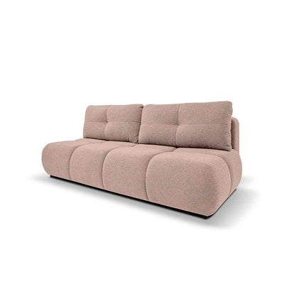 Sofa 3-osobowa z funkcją spania 142x200 w stylu miękkiego minimalizmu | Milorya Pudrowy Koral (NOW OR NEVER 61)