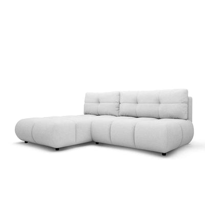 Hjørnesofa med sovefunktion, DL 230 cm, i moderne stil | Milorya, venstrevendt, porcelænsgrå (NOW OR NEVER 01)
