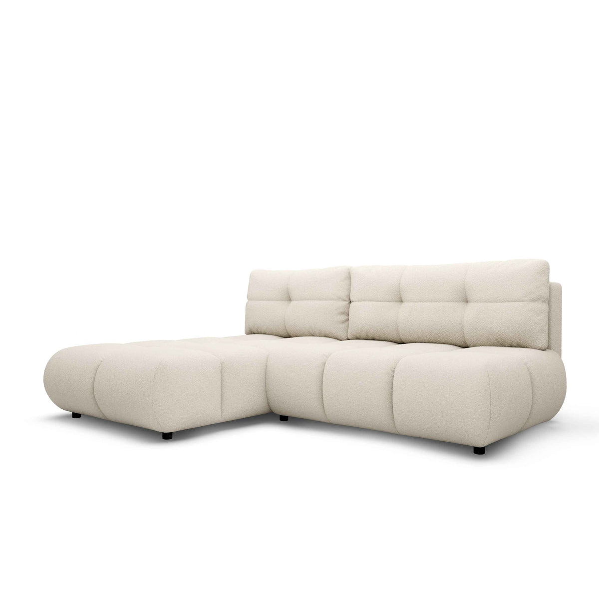 Hjørnesofa med sovefunktion, 230 cm, i moderne stil | Milorya, venstrevendt, hørfarvet sten (NOW OR NEVER 03)