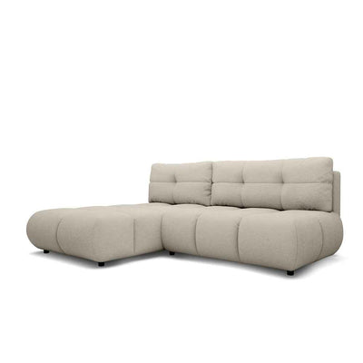 Hjørnesofa med sovefunktion, DL 230 cm, i moderne stil | Milorya, venstrevendt, kølig beige (NOW OR NEVER 06)