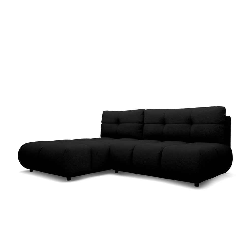 Hjørnesofa med sovefunktion, 230 cm, i moderne stil | Milorya, venstrevendt, dyb mørk nuance (NOW OR NEVER 100)