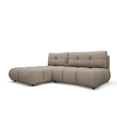 Narożnik z funkcją spania DL 230 cm w stylu nowoczesnym | Milorya Lewostronna Popielisty Mech (NOW OR NEVER 16)