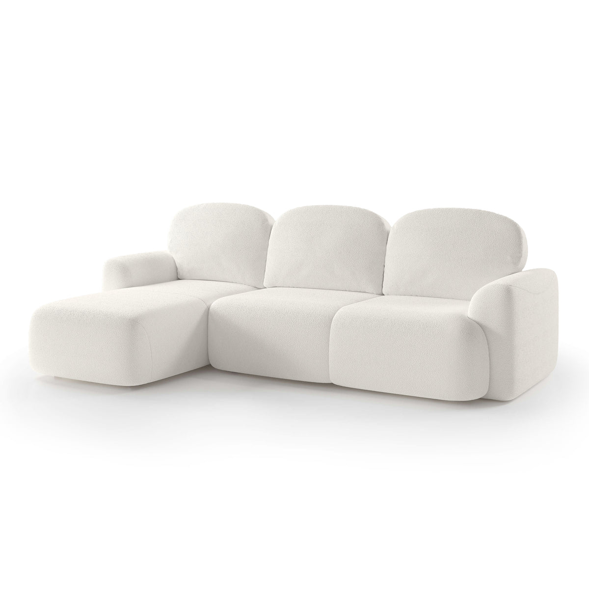 Bulu-hjørnesofa med sovefunktion til 3–4 personer, DL 260 cm, i moderne stil – set fra siden, højreudgave | Pillovely