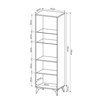 Nirwana-vitrineskab med glasfronter, 54 x 178 cm, i moderne stil – billede 5
