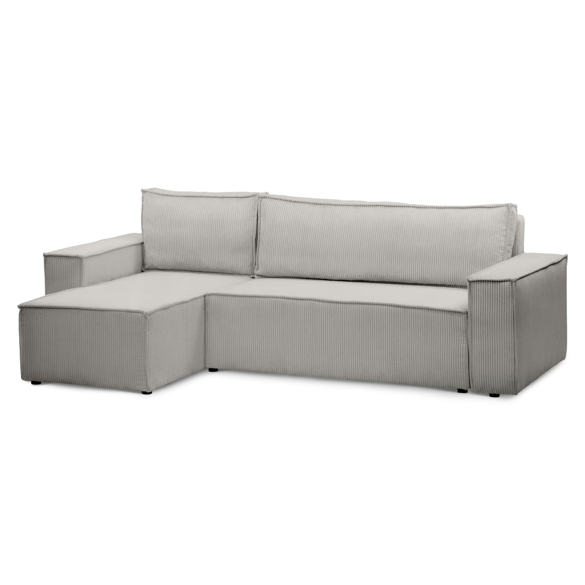 Narożnik uniwersalny z funkcją spania 3-osobowy 200x142–154 w stylu loft | Agi Popielata Biel (POSO 110) Uniwersalny
