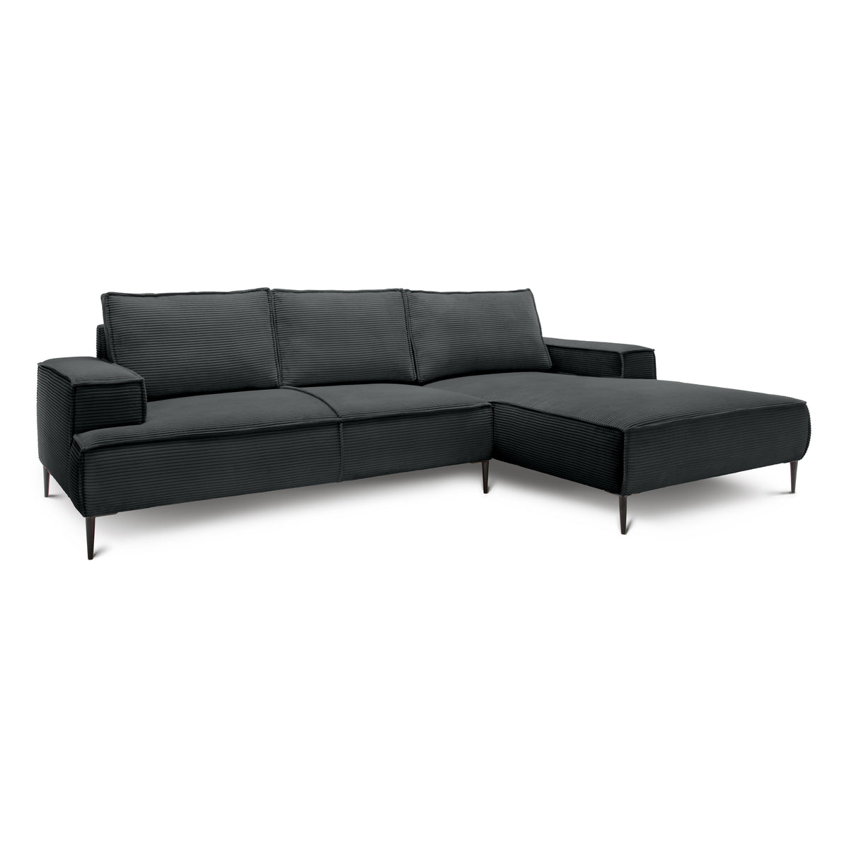 Narożnik 3-osobowy 275 cm w stylu modern classic | May Antracyt (POSO 34) Prawostronny