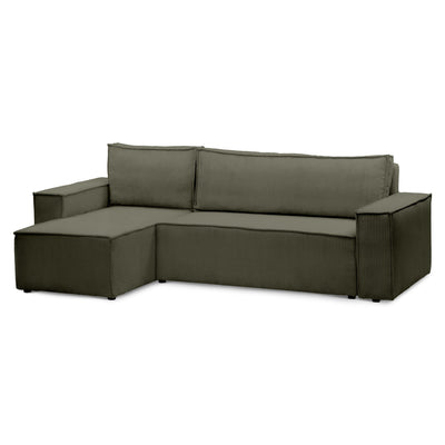 Universel hjørnesofa med sovefunktion til 3 personer, 200x142–154, i loftstil | Agi, Grøn Eg (POSO 46)